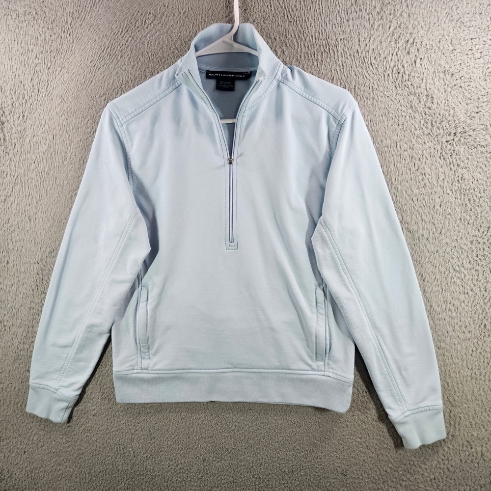 Ralph Lauren Golf Womens Light Blue Pima Cotton Quarter Zip Pullover Size M
